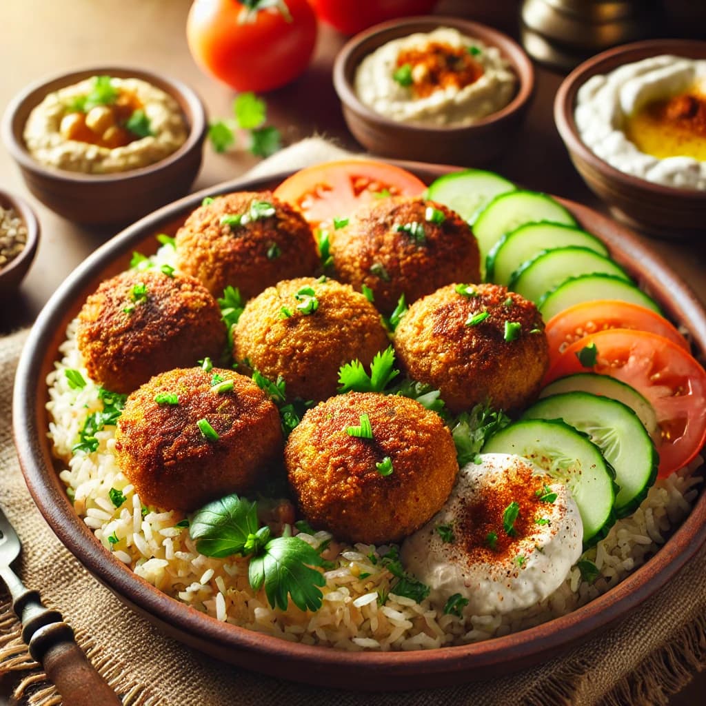 Falafel Platter Over Rice